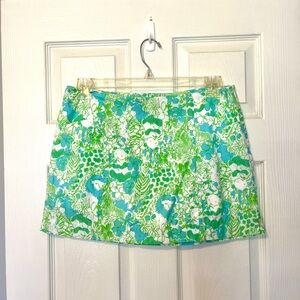 Lilly Pulitzer Green and Blue Floral Mini Skirt